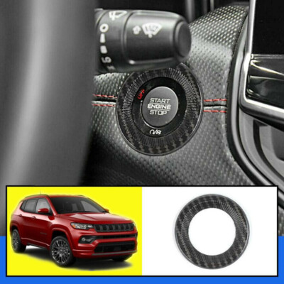 For Jeep Compass 2022-24 Carbon Fiber Style Engine Start Stop Button Cover Trim
