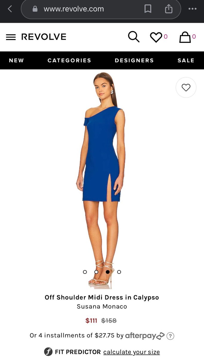 Susana Monaco Revolve Off Shoulder Midi Dress in Calypso size Large