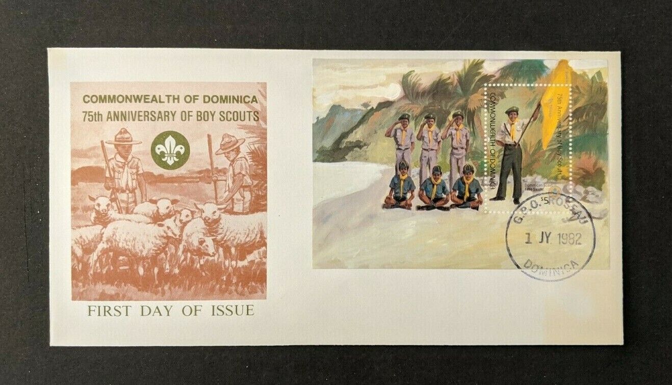 1982 Max 62% OFF Roseau Dominica Scouting High material Anniversary Cover First Day FDC