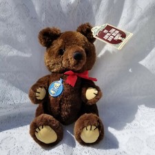 1981 Dakin THEODORE Teddy Bear Jointed 11" Brown Plush NWT Red Bow Vintage