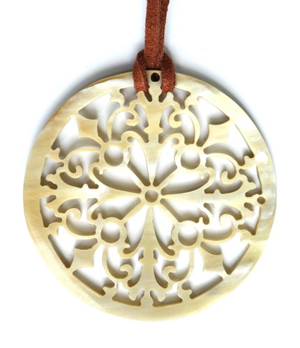 camilieri Horn Büffelhorn Anhänger Kette Hornanhänger beige natur handmade NEU - Bild 1 von 2