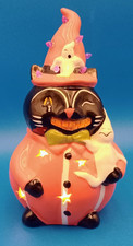 10 Pre-Lit Halloween Carnival Grin Cat Cerami...