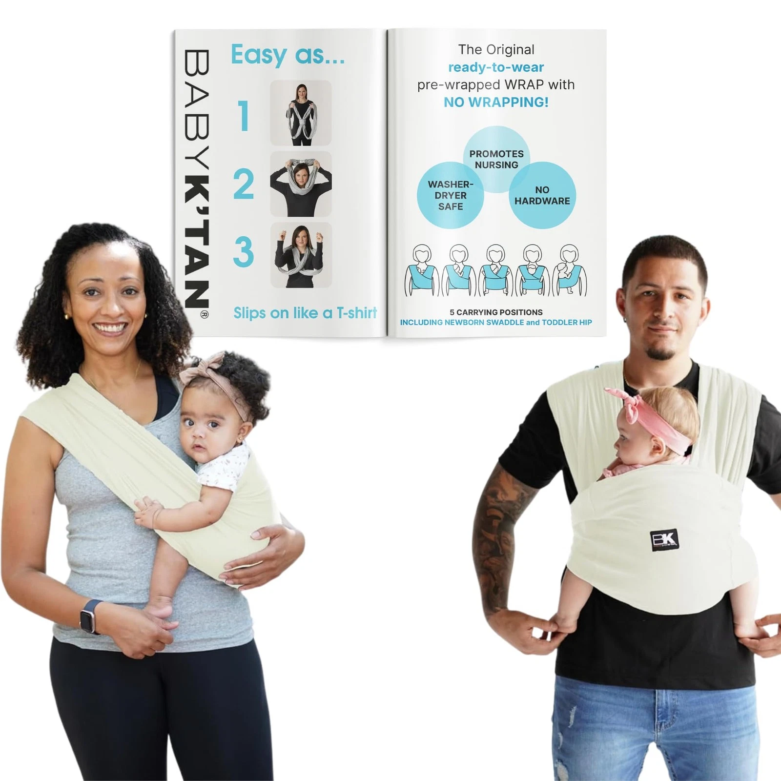 Organic Baby Carrier 100% GOTS Certified Cotton: #1 Easy Pre-Wrapped 5 in 1 B...