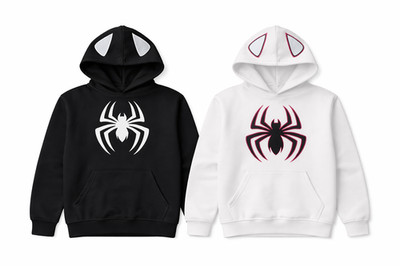 Marvel Spider Man schwarz/weiß bedruckter Hoodie Sweatshirt Größe Small bis Medium