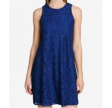 Tommy Hilfiger Women's Floral Lace Shift Cocktail Dress Blue Size 8