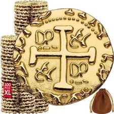 Gold Metal Pirate Coins - 100 Leprechaun Metal Gold Coins for St Patricks Day...