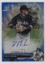 2017 Bowman Draft Chrome Pick Blue Wave Refractor 123/150 Riley Mahan Auto un2