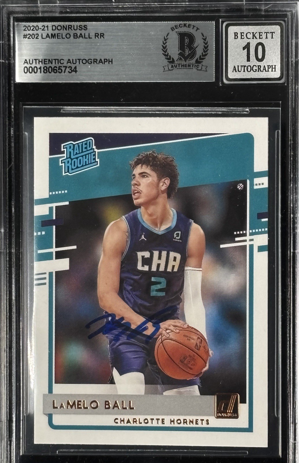 LaMelo Ball 2020-21 Panini Donruss Autograph Rookie Card #202 BAS 10