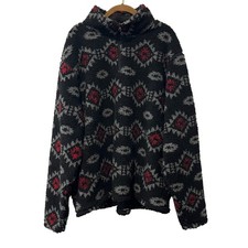 Wrangler Navajo Print Sherpa Fleece Quarter Zip Pullover Jacket Black Men's XL