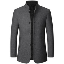 Men's Woolen Jacket Stand Collar Casual Outwear Jacket Casual Business Coats