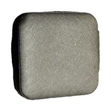 Black Faux Leather Square Travel Jewelry Case Zip-Around Organizer