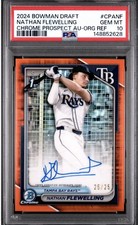 2024 Bowman Draft- Nathan Flewelling 1st True Orange Auto 25/25 Bookend PSA10