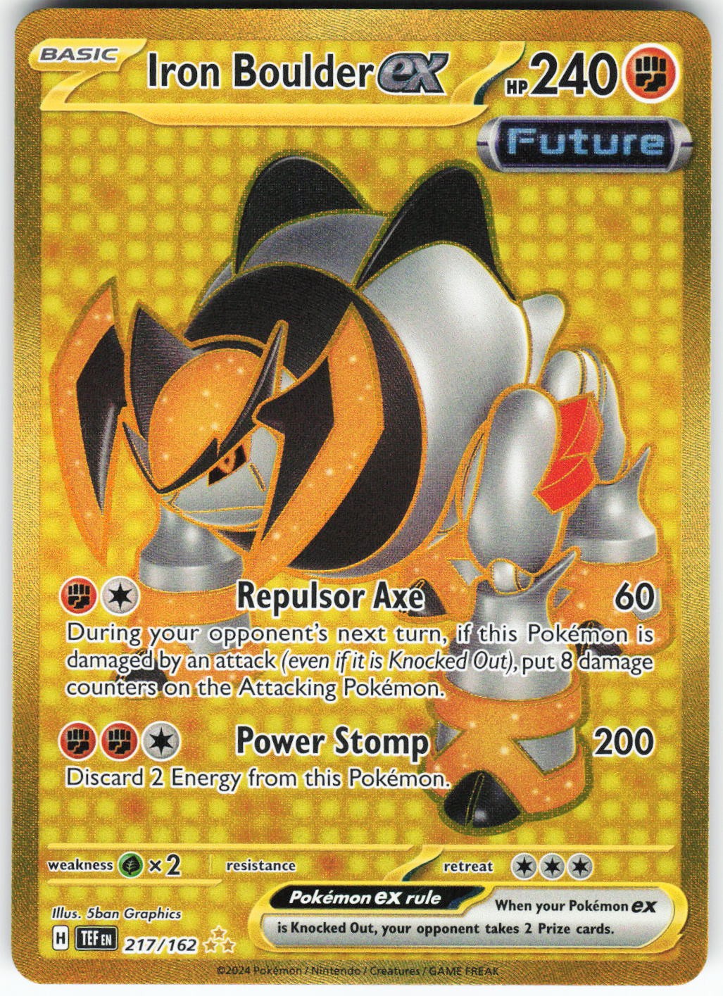 Iron Boulder ex 217/162 Pokemon SV05: Temporal Forces Hyper Rare NM