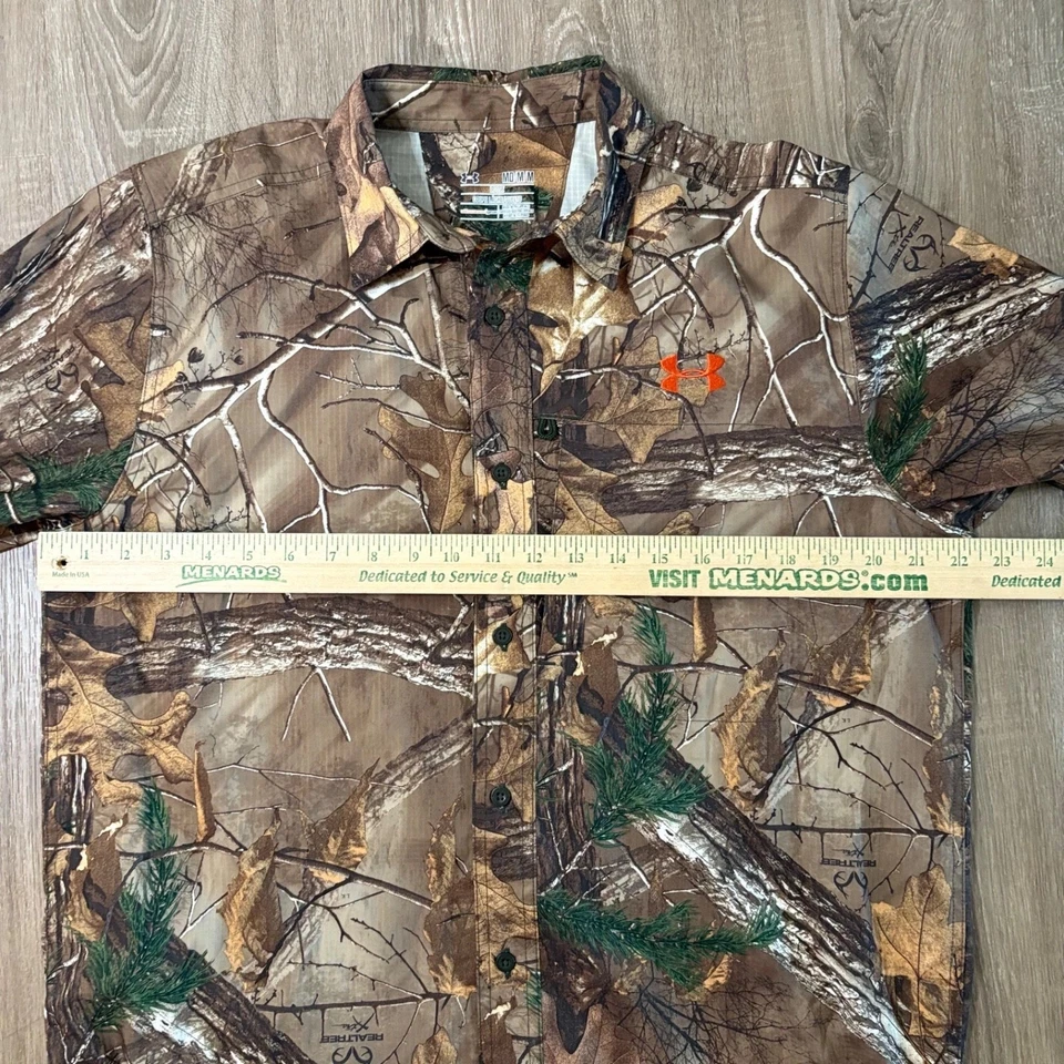 Under Armour Hunting Button Up Shirt REAL TREE Xtra Camo Sz M Loose - Image 2 of 4
