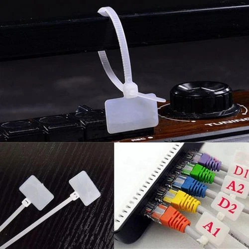 Self Locking Label Tie Straps for Network Cable and Wire Marking (100pcs)