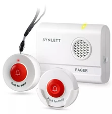 SYNLETT Caregiver Pager Wireless Call Buttons for Elderly Monitoring SOS Alert