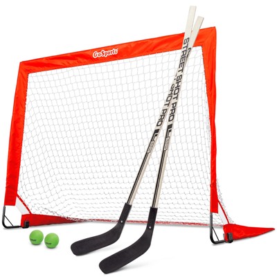GoSports Hockey Street Set - Includes Pop-Up Goal and 2 Hockey Sticks with 2