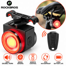 ROCKBROS Bike Alarm Horn Rear Light Remote Control USB Waterproof Bike Tail Lamp