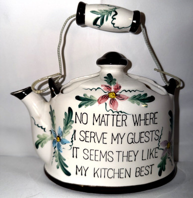 Vtg Norcrest Made In Japan Wall Pocket Kitchen Tea Pot Decor W/Verse P-418