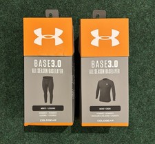 NWT Under Armour Coldgear Base 3.0 Set of Long Sleeve  Leggings Black Men's S
