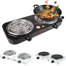 Countertop Double Cast Iron Burner 2000 Watts Electric Cooking Hot Plate