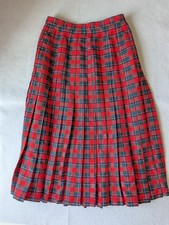 Vintage Y2K Pendleton 100 Wool Skirt Womens 2 Red Tartan Plaid Pleated Midi USA
