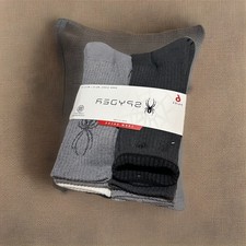 Spyder Men's Crew Socks 6-Pair Pack, 3 Colors Gray, and WhiteSize M-6-12 W-7 1/2