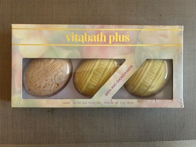 VTG 1984 Vitabath Plus 3 Bath and Shower Bars NIB Jasmine Woods Mosses Fragrance