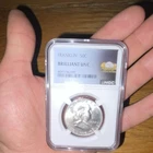 1962 Franklin Half Dollar 50C NGC Brilliant Unc Philadelphia 90% Silver