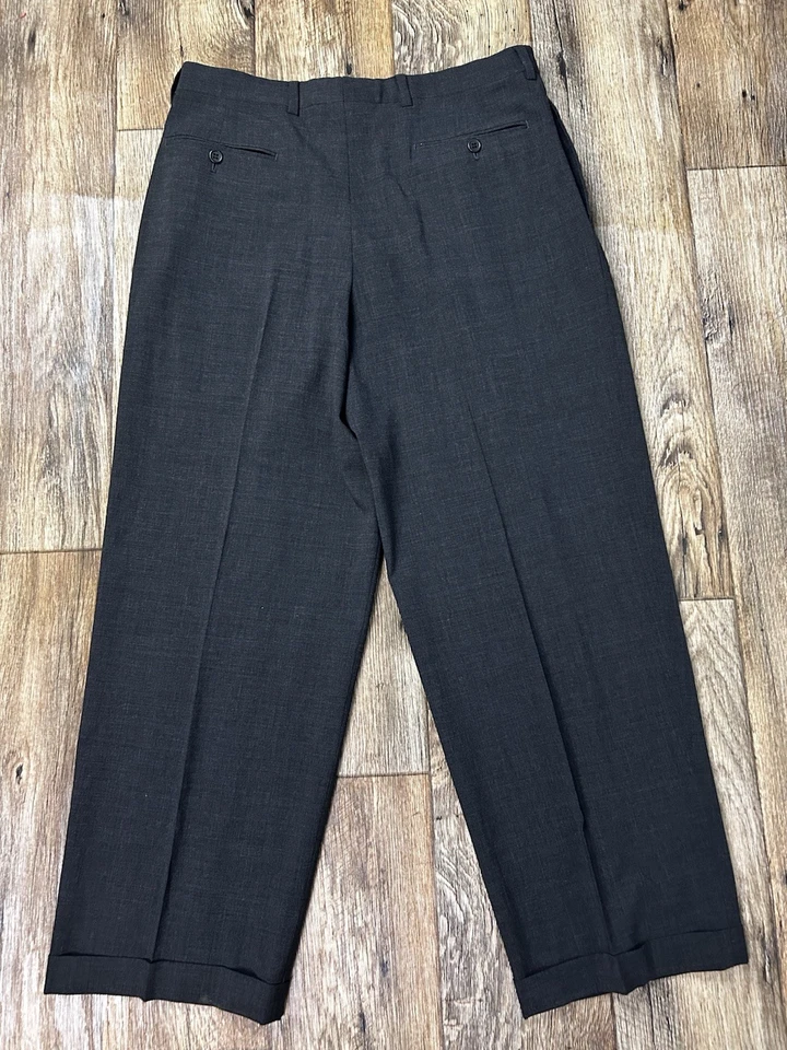 Pantalones de vestir Giorgio Armani Le Collezioni plisados delanteros de lana pantalones hombres 40 carbón Foto 3 de 4