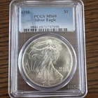 1995 PCGS MS69 Silver American Eagle Coin with Classic Blue Label
