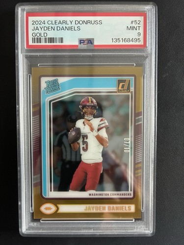 Panini 2024 Clearly Donruss Jayden Daniels Rated Rookie Gold /10 PSA 9