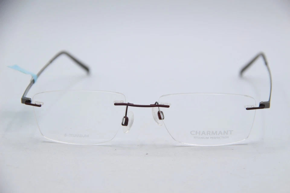 NEW CHARMANT TITANIUM PERFECTION CH10972 BURGUNDY GREY EYEGLASSES 53-18 - Image 2 of 4