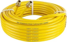 100FT 1/2" CSST Gas Line 1/2In Natural Flexible Gas Line with 2 Male Adapter Fit