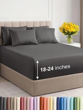 Extra Deep Cal King Sheet Set - 6 Piece California King, 08 - Charcoal