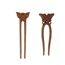 2 Pcs Chinese Wooden Hair Sticks for Long Hair - Handmade French Twist Hair P...