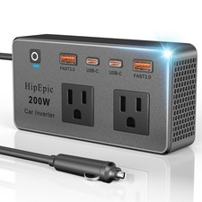 200W Fast Charging Car Power Inverter 12V DC to 110V/120V AC,Car Outlet Adapt...