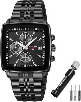 SKMEI G2434 Black Silver Square Chronograph Stainless Men's Authentic Watch