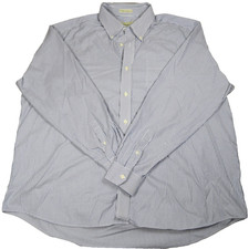 Eddie Bauer Button Down Mens Wrinkle Resistant Blue White Striped Shirt XXL