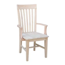 IC International Concepts, Tall Mission Chair With Arms 40"H, Solid Parawood ...