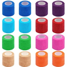 Clooflar 16 Pack Self 5Cm X 4.5M, Mixed Colors Cohesive Bandage 16 