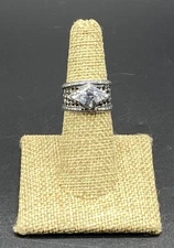 SILPADA-Sterling Silver 'Marquessa' CZ Basketweave Texture Ring R1737-SIZE 6 1/2