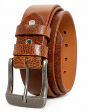 Men's Full Grain Buffalo Leather Belt 1.25'' width Made in USA By Amish Handmade