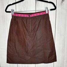 Lilly Pulitzer Girls White Label Brown Corduroy Turtle Ribbon Skirt Sz 14