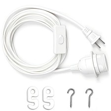Pendant Light Cord, 25 Feet Hanging Lantern Cable, White, E26/E27 Socket with On
