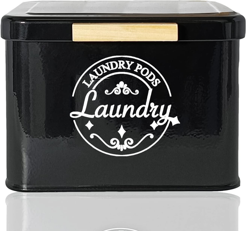 Laundry Pods Container with Hinged Lid. Modern Laundry Room Organization and Sto