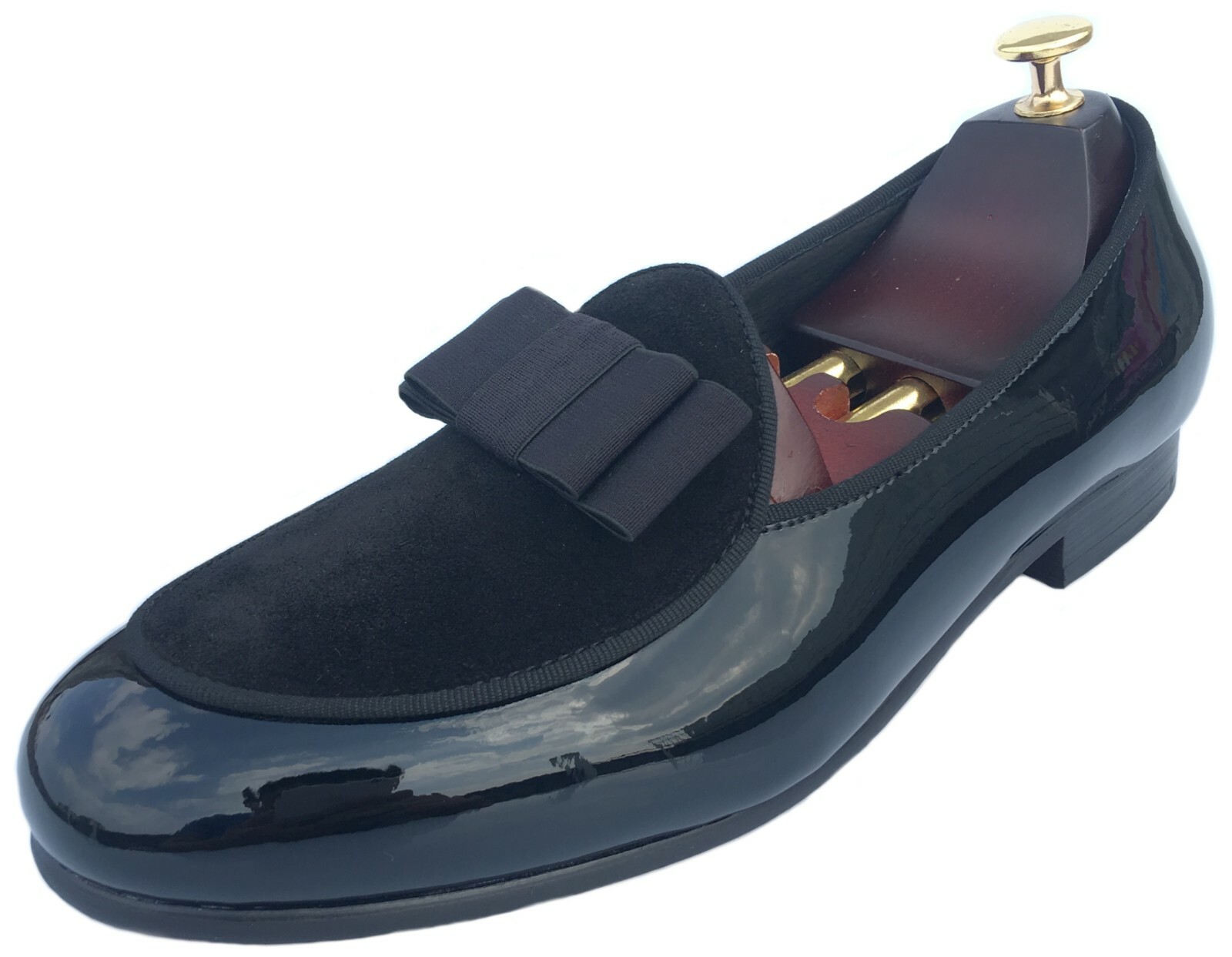 Men Black Leather Loafers tuxedo Dress 