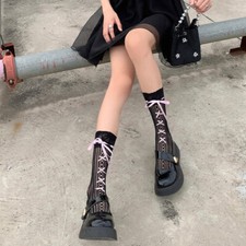 Japanese Women Girls Socks ribbon Socks Short Tube Lace Bowknot Decor