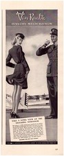 Print Ad Van Raalte Rayon Stockings Nylons 1942 Pin-Up GGA Half-Page 5"x12"