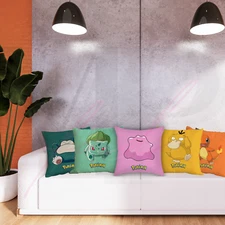 Pokemon PILLOW COVER Large Square Throw Cushions Sofa Couch Chair Decoration
